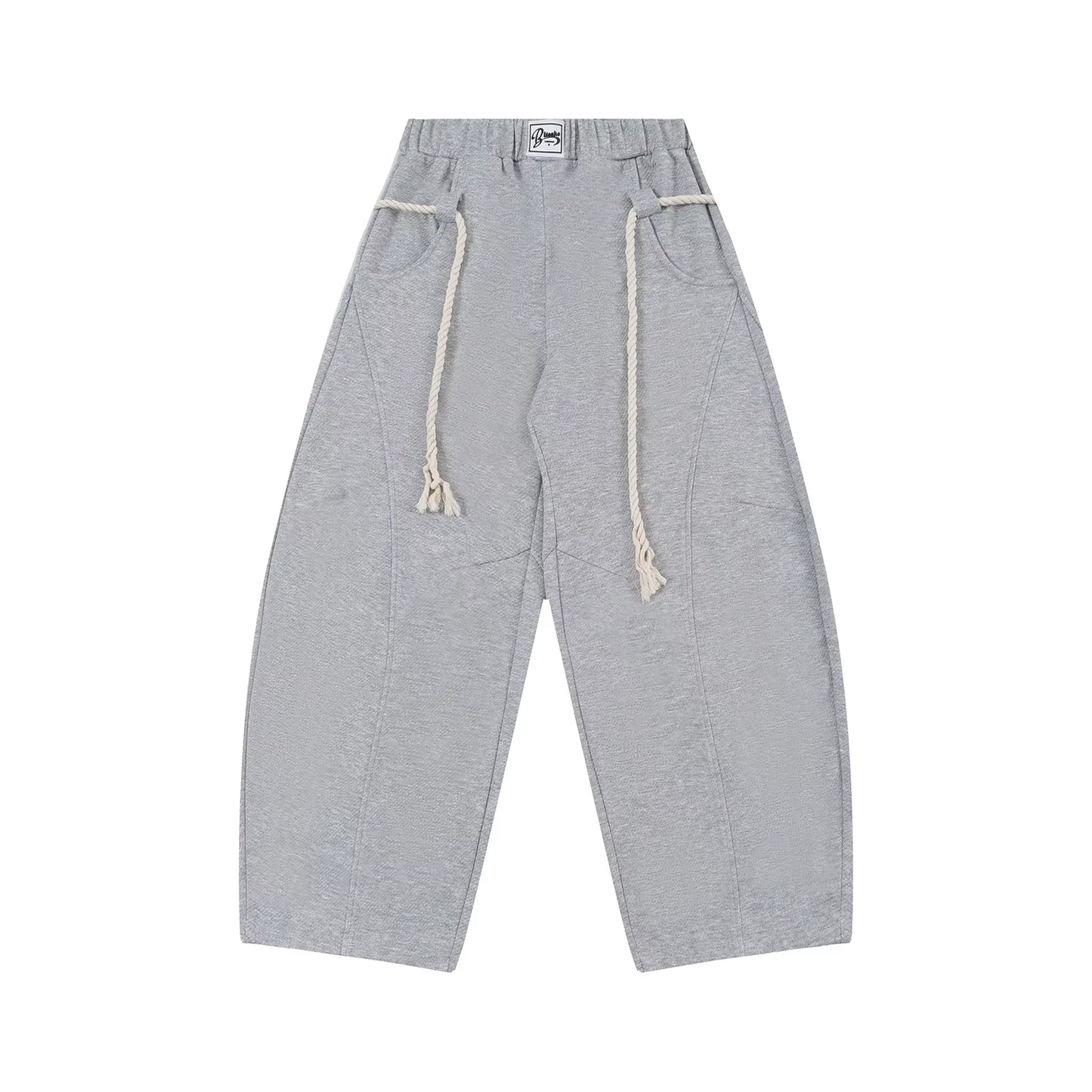 Baggy Sweatpants Men Wide Leg Gray Long Drawstring Casual Baggy Joggers Pants Curved Blade Type Design Lantern Pants Oversized