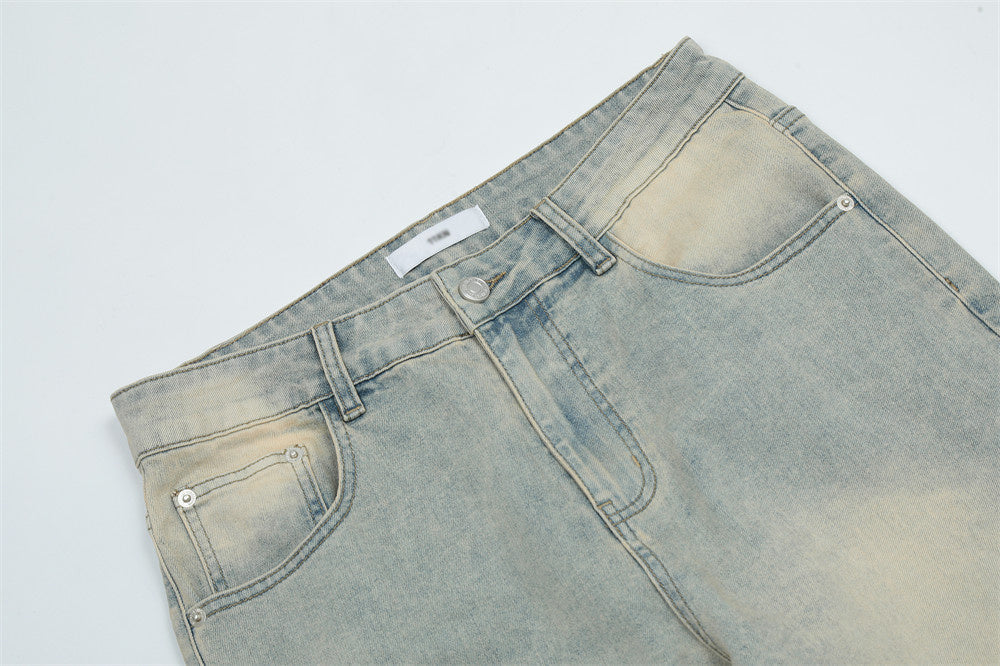 Washed White Straight Jeans For Men