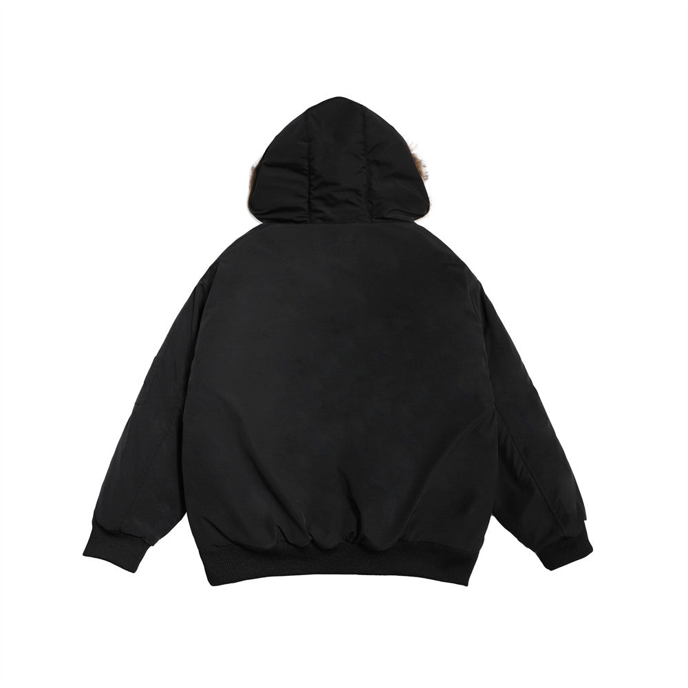 Metal Buckle Furry Collar Hoodie