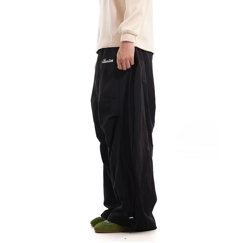 American Tide Elastic Drawstring Pleated Padded Machete Pants Men'S Niche Loose Wide Leg Sweatpants Warm Trousers 28W5741