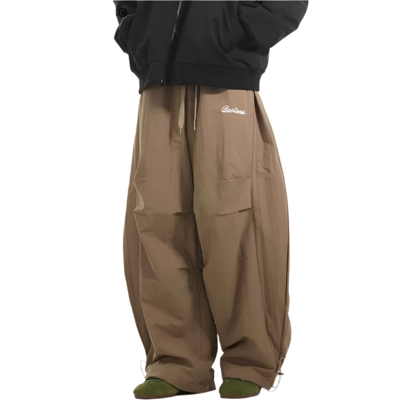 American Tide Elastic Drawstring Pleated Padded Machete Pants Men'S Niche Loose Wide Leg Sweatpants Warm Trousers 28W5741