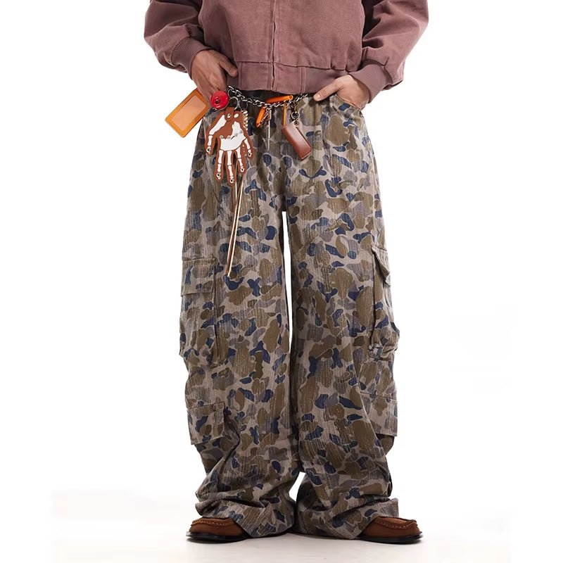 Niche Camouflage Wide-Leg Workwear Machete Pants Men'S American Vintage Multi-Pocket Casual Trousers 2025 Tide New 28W5717