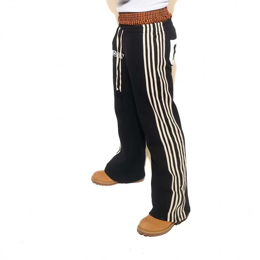 Hip-Hop Straight Pants for Men and Women Y2K High Street Harajuku Retro Striped Printed Pants American Knitted Casual Pants